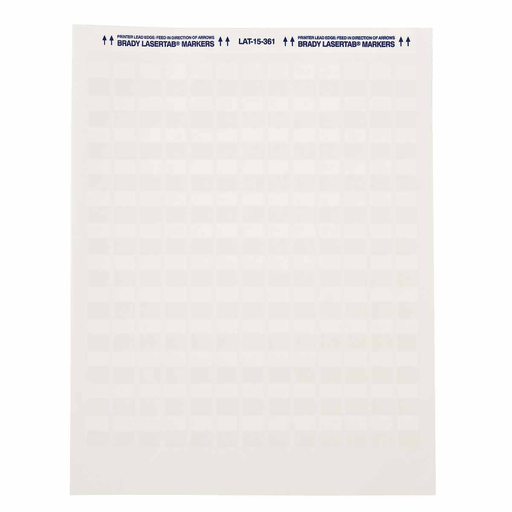 Product image for Brady LAT-17-361-1 LaserTab Series Self-Laminating Polyester Labels, Pack of 16 Sheets