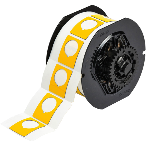 Product image for Brady B30EP-167-593-YL B30 Series Raised Panel Polyester Labels, 1.5" H x 1.2" W, Roll of 200 Labels, Yellow