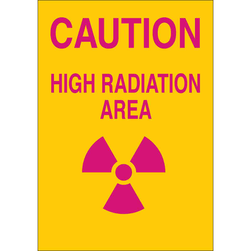 Product image for Brady 88734 CAUTION High Radiation Area w/Pictogram Below Text Sign, 14" H x 10" W x 0.006" D, Polyester