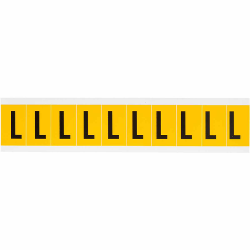 Product image for Brady 1530-L 15 Series Pressure Sensitive Vinyl Letter Labels - 1" H, Black on Yellow, L