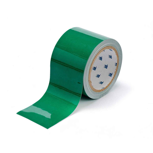 Product image for Brady 104345 ToughStripe® Floor Marking Tape Roll - Polyester, Solid Color, Green, 3" x 100'