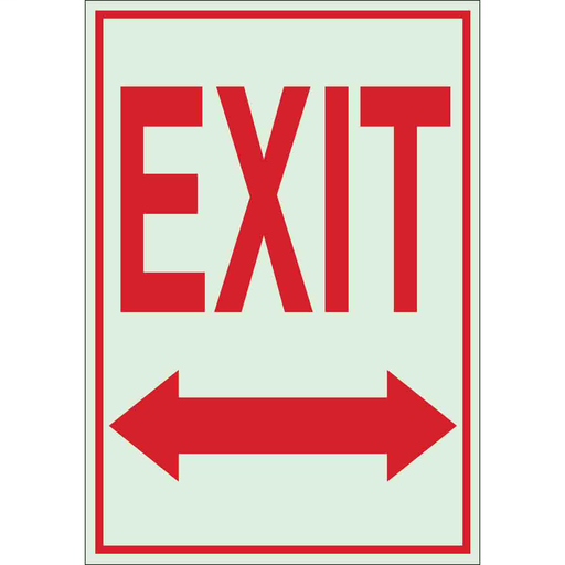 Product image for Brady 80290 BradyGlo Exit Sign, Red on Glow, 14" H x 10" W x 0.063" D, Arrow Direction: Left/Right