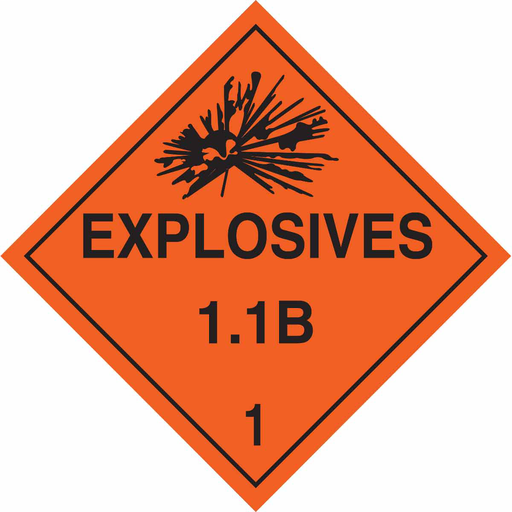 Product image for Brady 63371 Explosives 11B 1 Sign, 10.75" H x 10.75" W x 0.024" D, Paper