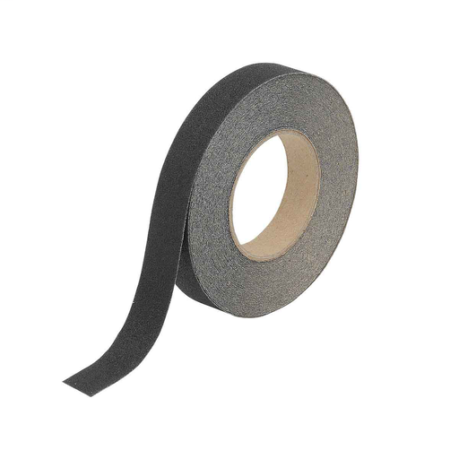 Product image for Brady 78189 Anti-Skid Tape Roll - Grit-Coated Polyester, Solid Color, Black, 1" x 60'