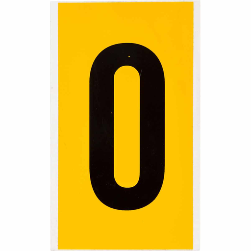 Product image for Brady 1570-0 15 Series Pressure Sensitive Vinyl Number Label - 6" H, Black on Yellow, 0