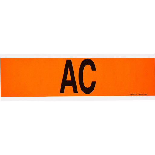 Product image for Brady 44127 AC Label, 2.25" H x 9" W x 0.0073" D
