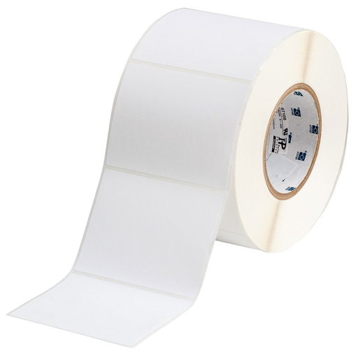 Product image for Brady THT-76-489-1 Textured Surface Polyester Labels, 3" H x 4" W, Roll of 1000 Labels, White