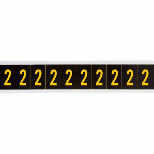 Product image for Brady 7897-2 Outdoor Utility Pressure Sensitive Vinyl Number Labels - 2" H, Yellow on Black, 2