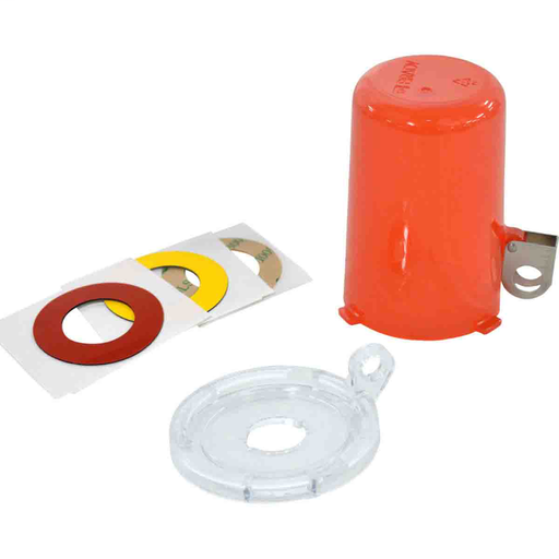 Product image for Brady 130819 Red Push Button Lockout, Small Base + Tall Cover, Button 16 mm