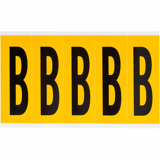 Product image for Brady 1560-B 15 Series Pressure Sensitive Vinyl Letter Labels - 3.875" H, Black on Yellow, B