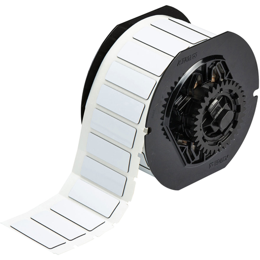 Product image for Brady B30EP-172-593-WT B30 Series Raised Panel Polyester Labels, 0.59" H x 1.77" W, Roll of 450 Labels, White