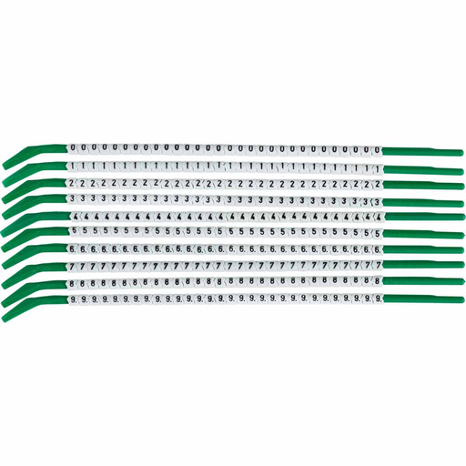 Product image for Brady SCNC-09 ClipSleeve 0 to 9 Wire Markers, Pack of 10 Each, 18 AWG, Maximum Wire Dia, 0.11"
