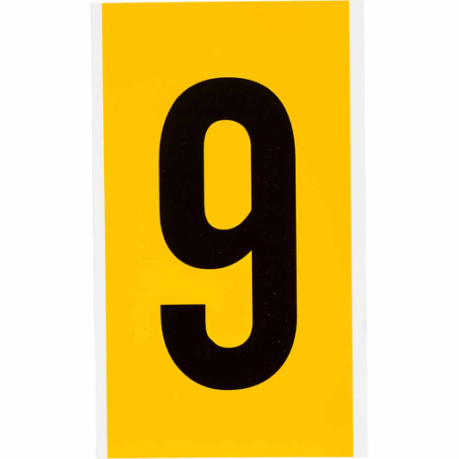 Product image for Brady 1570-9 15 Series Pressure Sensitive Vinyl Number Label - 6" H, Black on Yellow, 9