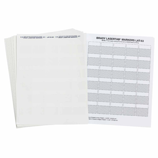 Product image for Brady LAT-53-361-1 LaserTab Series Self-Laminating Polyester Labels, 1.5" H x 1.5" Wx 0.32" Dia, Pack of 34 Sheets