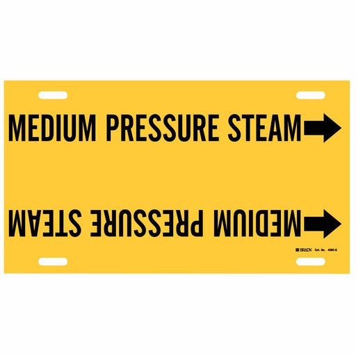Product image for Brady 4095-G Strap-On Pipe Marker: MEDIUM PRESSURE STEAM, 10" H x 24" W, Fits Pipes 8" Dia. Thru 9.875" Dia.