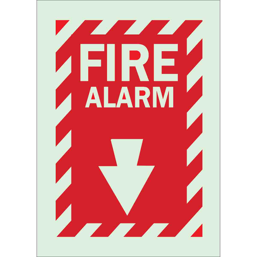 Product image for Brady 80161 Fire Alarm Sign, 14" H x 10" W x 0.008" D, Red on Glow, Polyester