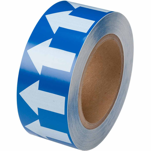 Pipe Marking Tape, 2" W x 30 yd L x 0.006" D, White on Blue