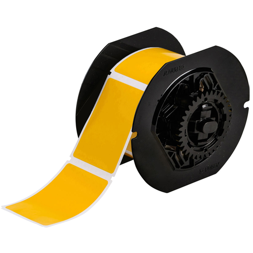 Product image for Brady B30-241-595-BLNKYL B30 Series Indoor/Outdoor Vinyl Labels, 2.25" H x 3" W, Roll of 300 Labels, Yellow