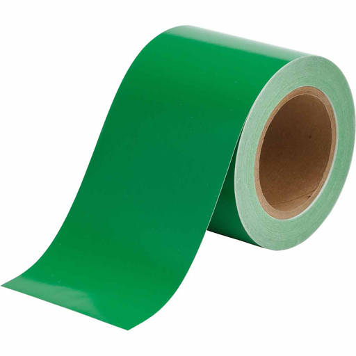 Product image for Brady 36290 Solid Color Banding Tape for Pipe Marking - Roll Form, Pressure Sensitive Vinyl, Green, 4" x 30'