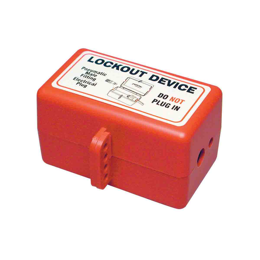 Product image for Brady PLO27E Electrical Plug Lockouts 4.62 in W x 6.42 in L x 3.78 in D