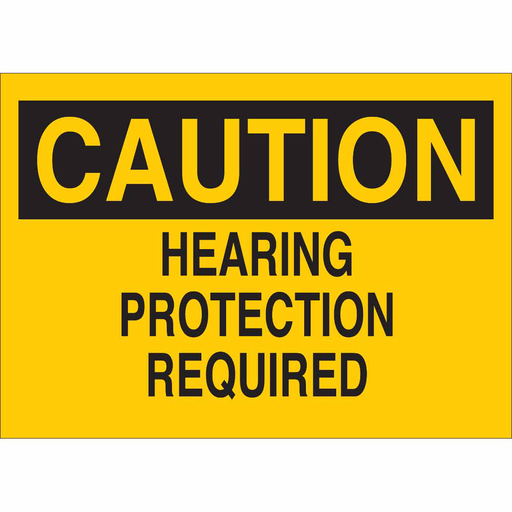 Product image for Brady 22408 CAUTION Hearing Protection Required Sign, 10" H x 14" W x 0.06" D, Polystyrene