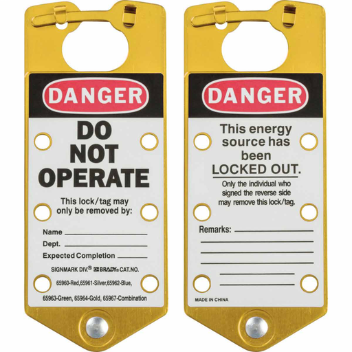 Product image for Brady 65964 Labeled Group Lockout Hasps, Gold, Pack /5