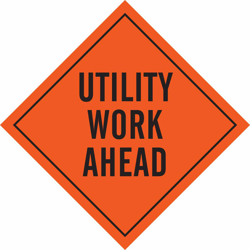 Product image for Brady 57033 Utility Work Ahead Sign, 48" H x 48" W, Mesh