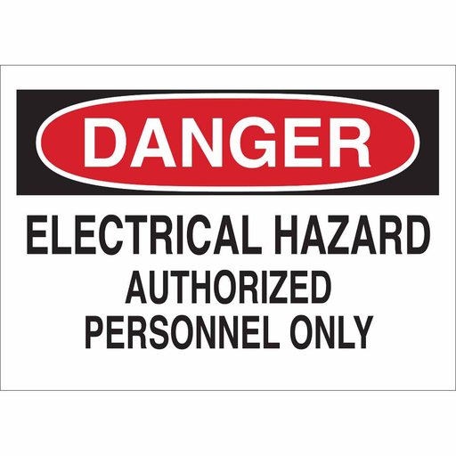 Product image for Brady 22092 DANGER Electrical Hazard Authorized Personnel Only Sign, 10" H x 14" W x 0.06" D, Polystyrene