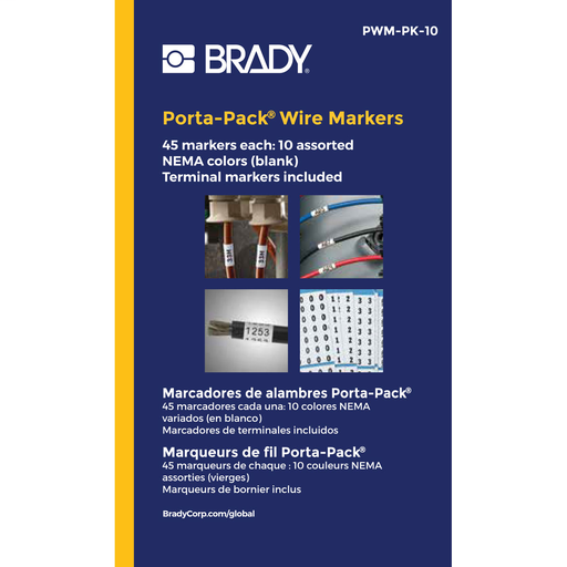 Product image for Brady PWM-PK-10 Porta-Pack® Wire Marker Book - Repositionable Vinyl Cloth, Blank