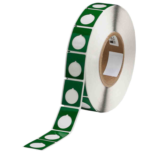 Product image for Brady THTEP-167-593-.5GN Foam Backed Raised Panel Labels, 1.5" H x 1.2" W, Green, Roll of 500 Labels