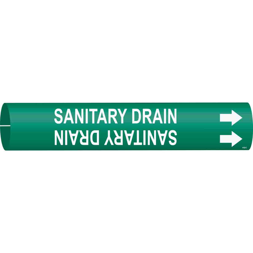 Product image for Brady 4122-C Sanitary Drain Pipe Marker, 2" H x 2" W, Fits Pipes 2.5" Dia. Thru 3.875" Dia.