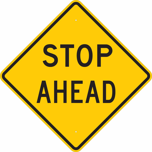 Product image for Brady 80073 Stop Ahead Sign, 18" H x 18" W x 0.090" D, Aluminum