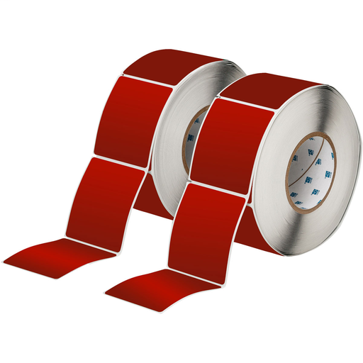 Product image for Brady THTEP-178-593-.5RD Foam Backed Raised Panel Labels, 3.5" H x 3" W, Red, Pack of 2 Rolls