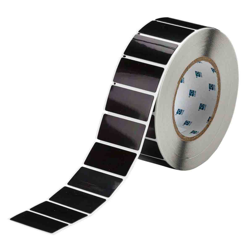 Product image for Brady THTEP-173-593-.5BK Foam Backed Raised Panel Labels, 1" H x 2" W, Black, Roll of 500 Labels