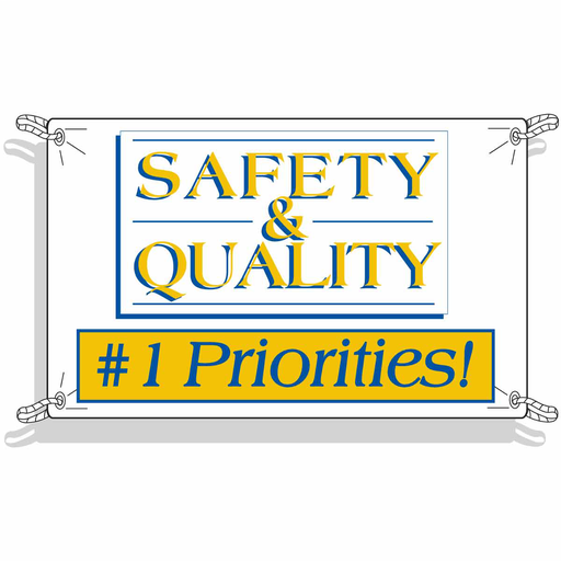 Product image for Brady 56970 SAFETY & QUALITY #1 Priorities! Sign, Blue/Gold on White