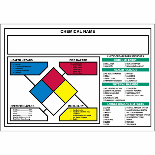 Product image for Brady 53079 Write-on NFPA Chemical Labels, 3.5" H x 5" W x 0.004" D