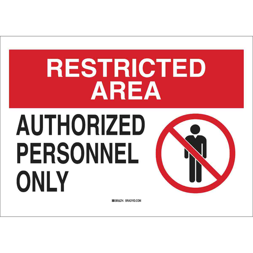 Product image for Brady 95466 RESTRICTED AREA Authorized Personnel Only Sign, 10" H x 14" W x 0.06" D