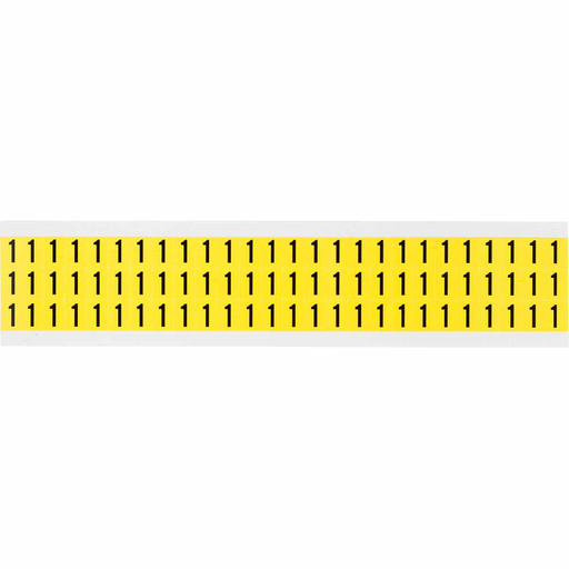 Product image for Brady 3410-1 Repositionable Vinyl 0.375 in Black on Yellow, Numbers 1 Card of 78 Labels