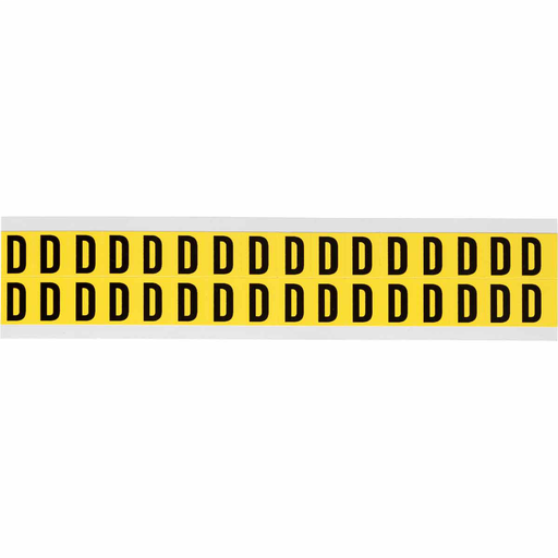 Product image for Brady 3420-D Repositionable Vinyl 0.625 in Black on Yellow, Letters D Card of 32 Labels