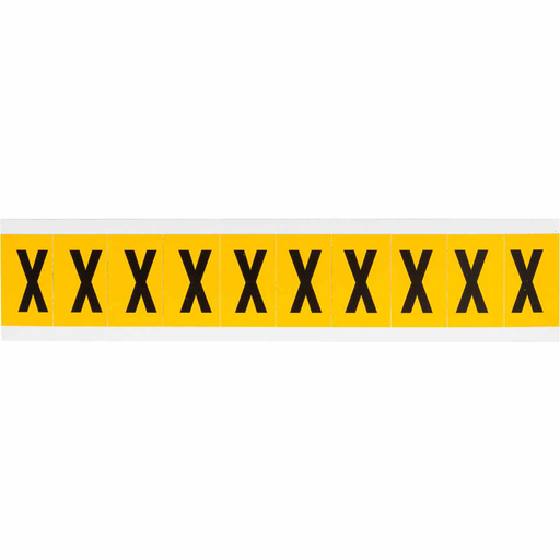 Product image for Brady 1530-X 15 Series Pressure Sensitive Vinyl Letter Labels - 1" H, Black on Yellow, X