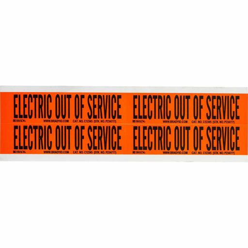 Product image for Brady 44250 ELECTRIC OUT OF SERVICE Labels, Card of 4 Labels