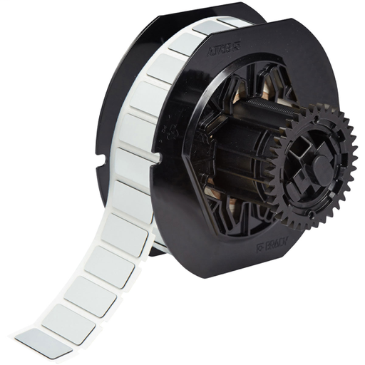 Product image for Brady B30EP-171-593-SL B30 Series Raised Panel Polyester Labels, 0.49" H x 1.06" W, Roll of 500 Labels, Silver