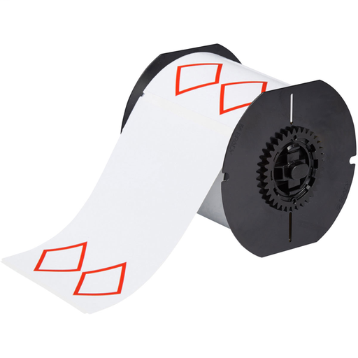 Product image for Brady B30-262-7569-CLP2 B30 Series GHS CLP Vinyl Labels, 4.13" H x 6.1" W, Red on White, Pre-Printed Areas on Label: 2 Diamonds