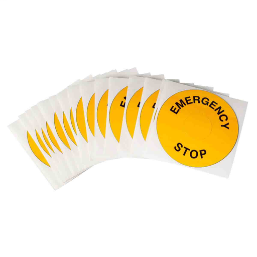 Product image for Brady THTEP-197-593YL EMERGENCY STOP Raised Panel Labels, Black on Yellow