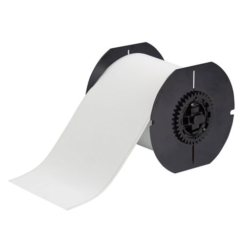 Product image for Brady B30C-4000-854-WT B30 Series ToughWash Metal Detectable Polyester Labels, Roll of 50', White