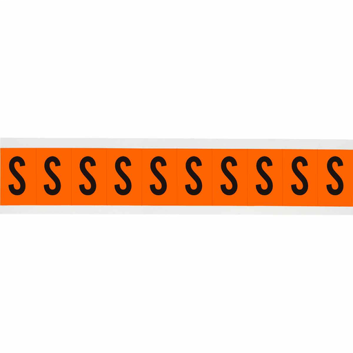 Product image for Brady 6560-S Outdoor Utility Pressure Sensitive Vinyl Letter Labels - 1" H, Black on Orange, S