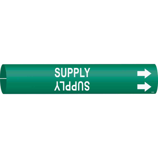 Product image for Brady 4139-B Supply Pipe Marker, 0.875" H x 0.875" W, Fits Pipes 1.5" Dia. Thru 2.375" Dia.