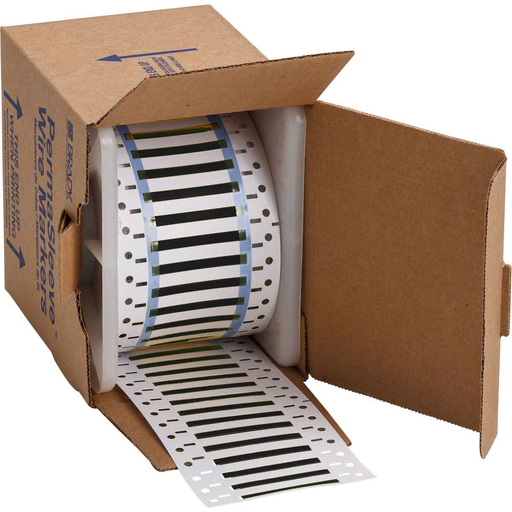 Product image for Brady 3PS-094-2-BK-S-2 Double Sided PermaSleeve Polyolefin Wire Marking Sleeves, 0.094" Dia x 1" W, Black, Roll of 1000