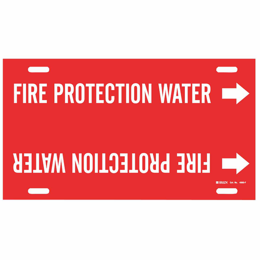 Product image for Brady 4060-F FIRE PROTECTION WATER Pipe Marker, 8" H x 16" W, Fits Pipes 6" Dia. Thru 7.875" Dia.