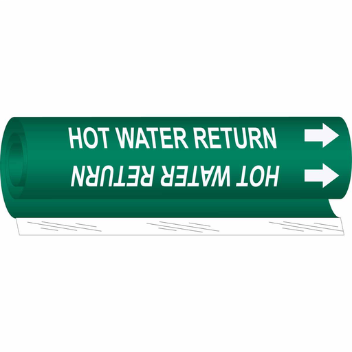 Product image for Brady 5831-I Hot Water Return Pipe Marker, 9" H x 8" W, Fits Pipes 1.5" Dia. Thru 2.375" Dia.